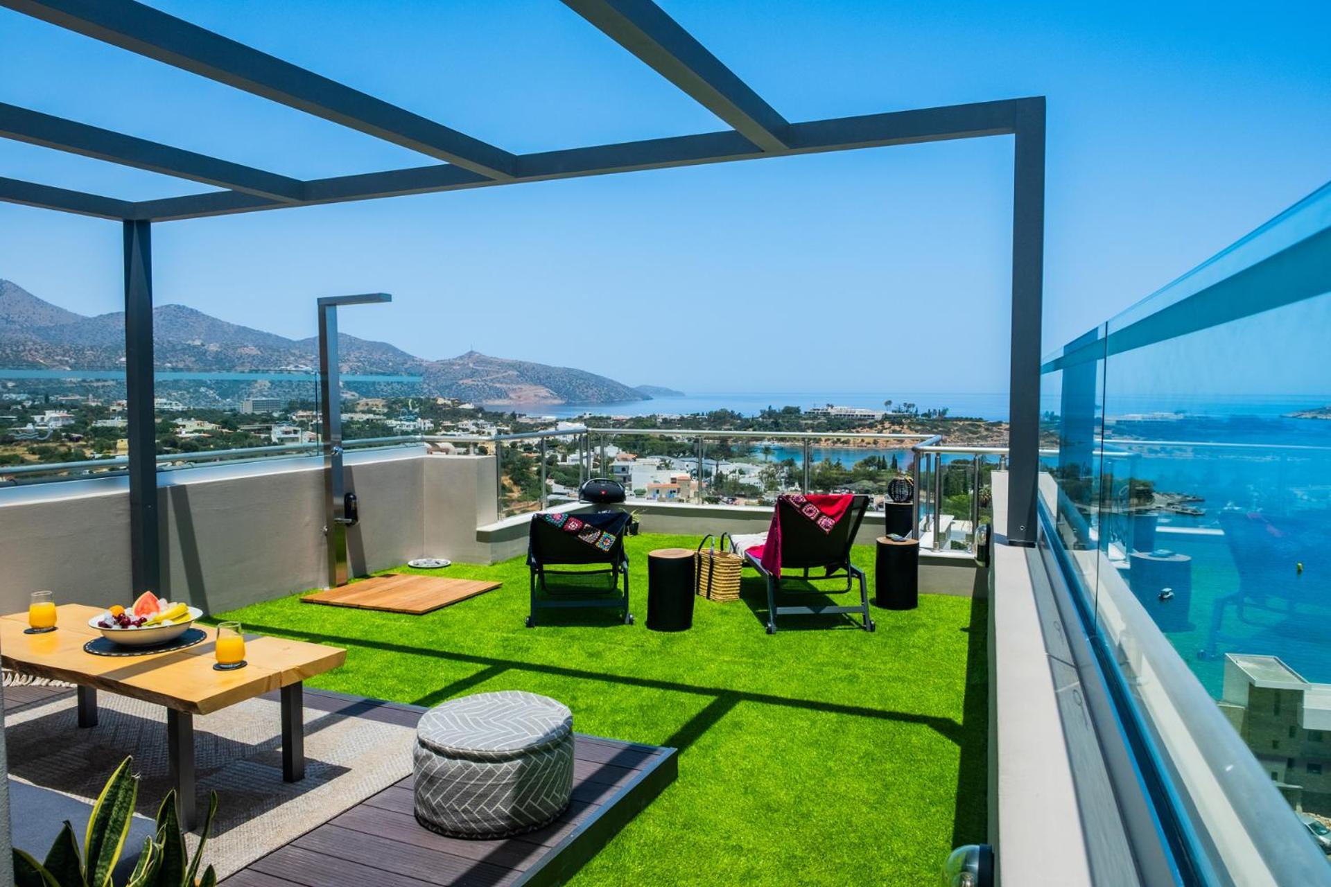 Thea Panoramic Sea View Apartment Agios Nikolaos  Bagian luar foto