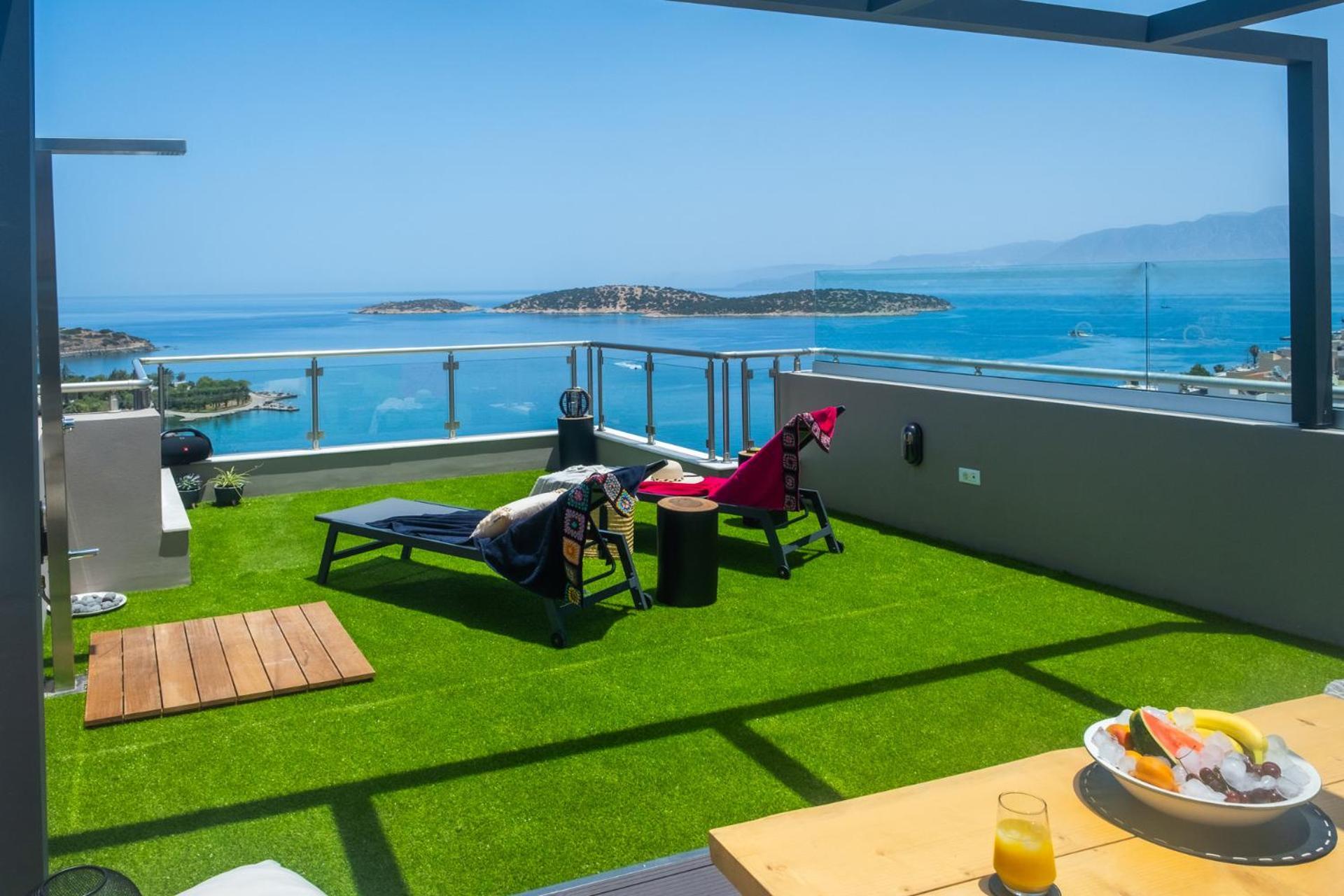 Thea Panoramic Sea View Apartment Agios Nikolaos  Bagian luar foto