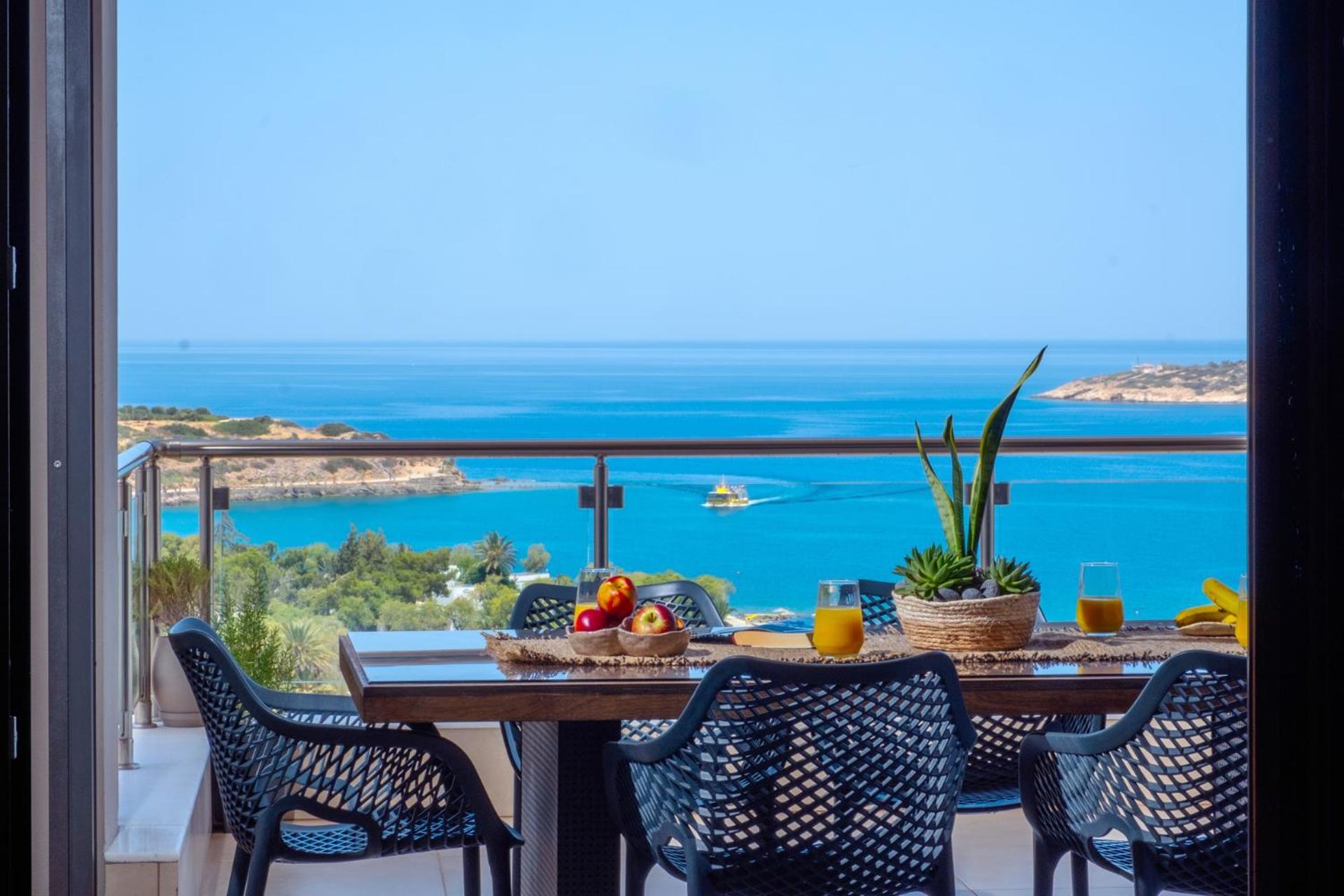 Thea Panoramic Sea View Apartment Agios Nikolaos  Bagian luar foto